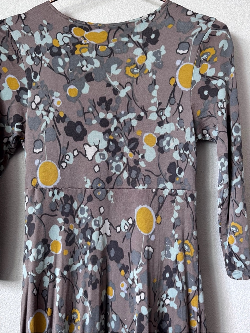 Boden Limited Edition Taupe Floral Midi Dress with Yellow & Light Blue Accents - Picture 9 of 10